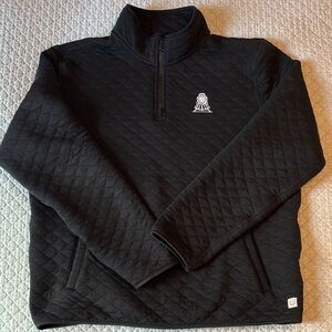 Marine Layer Black Quilted Half-Zip Pullover large